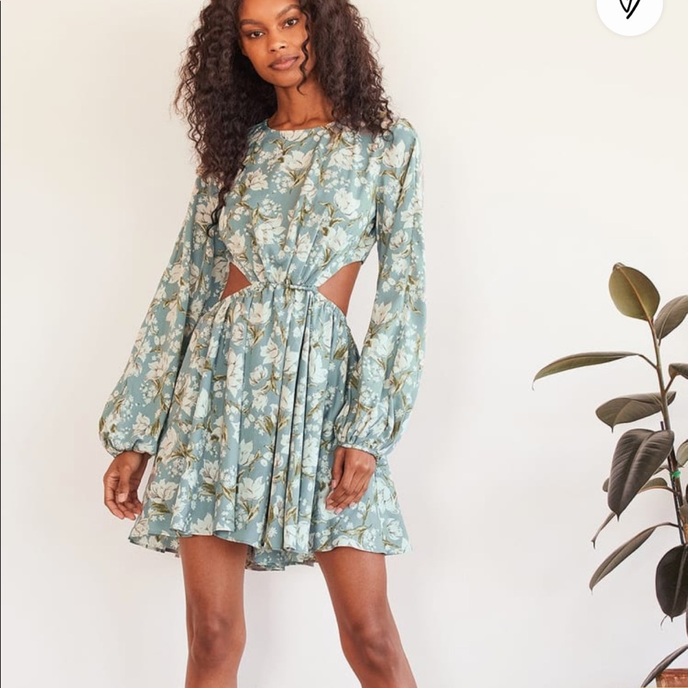 Lulu’s Mini Green Floral Dress
